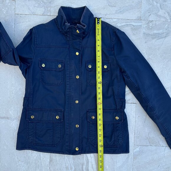 J.Crew Waxed Cotton Downtown Field Jacket / Navy Blue / Womens Large - Picture 5 of 13